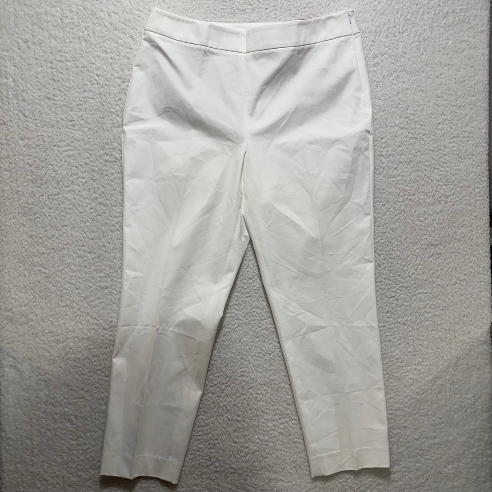Talbots Womens Size 16 Curvy Chatham Ankle Pant White‎ Stretch Cotton Blend